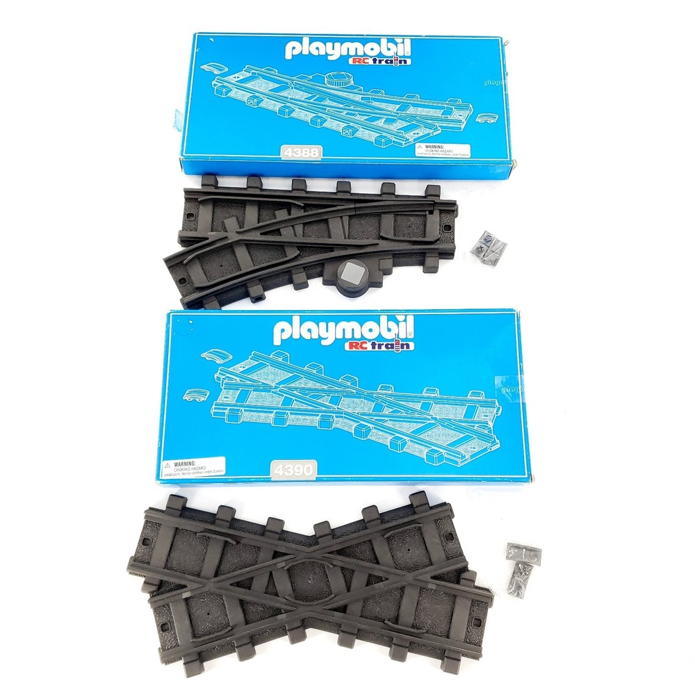 Vintage Playmobil 4388 Left-Hand Train Switch & 4390 Train Track Cross Over
